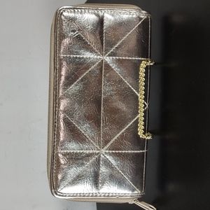 Gold Lame Faux Leather Wallet
